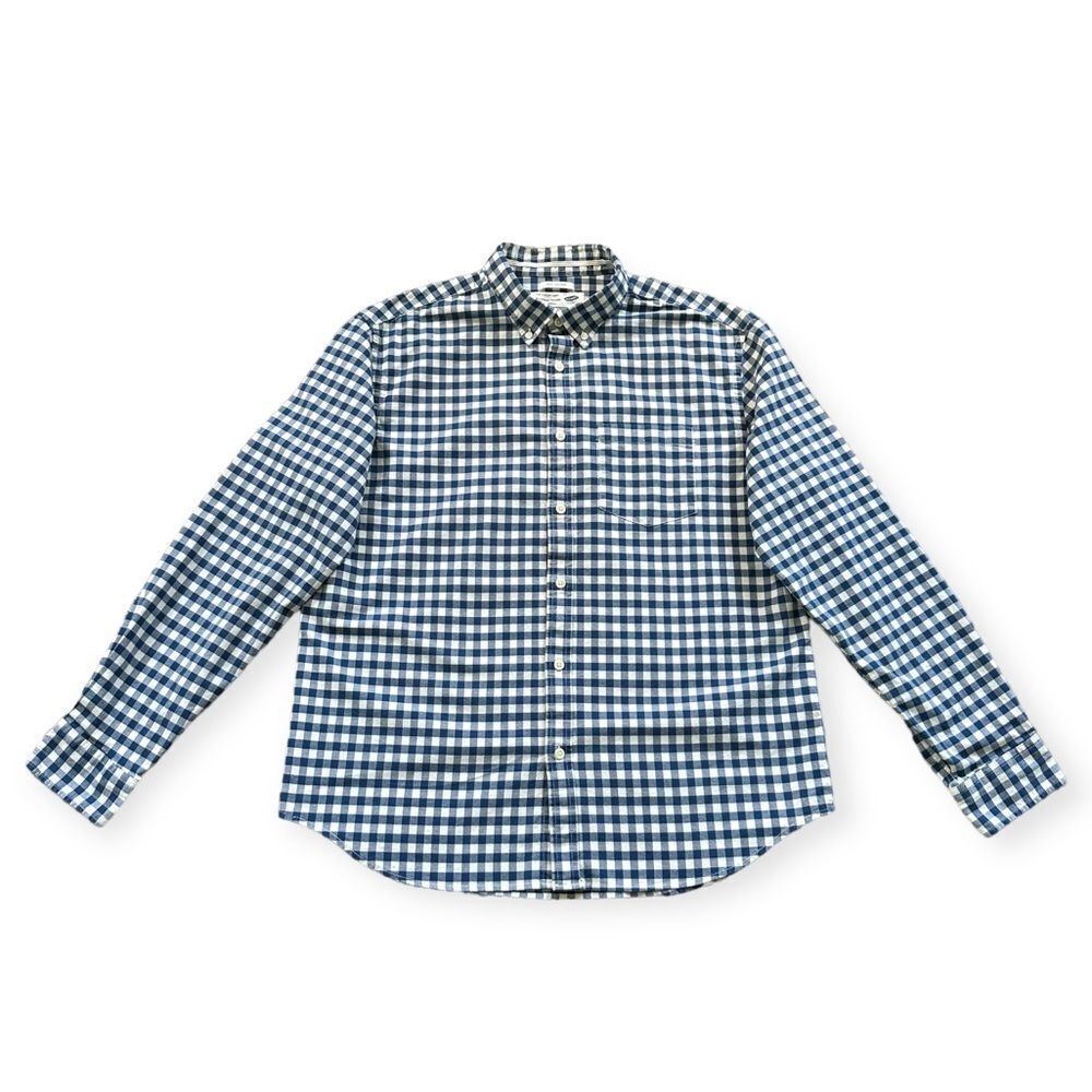 🔃Old Navy Blue Slim Fit Checkered Plaid Long Sleeve Button Down Dress Shirt